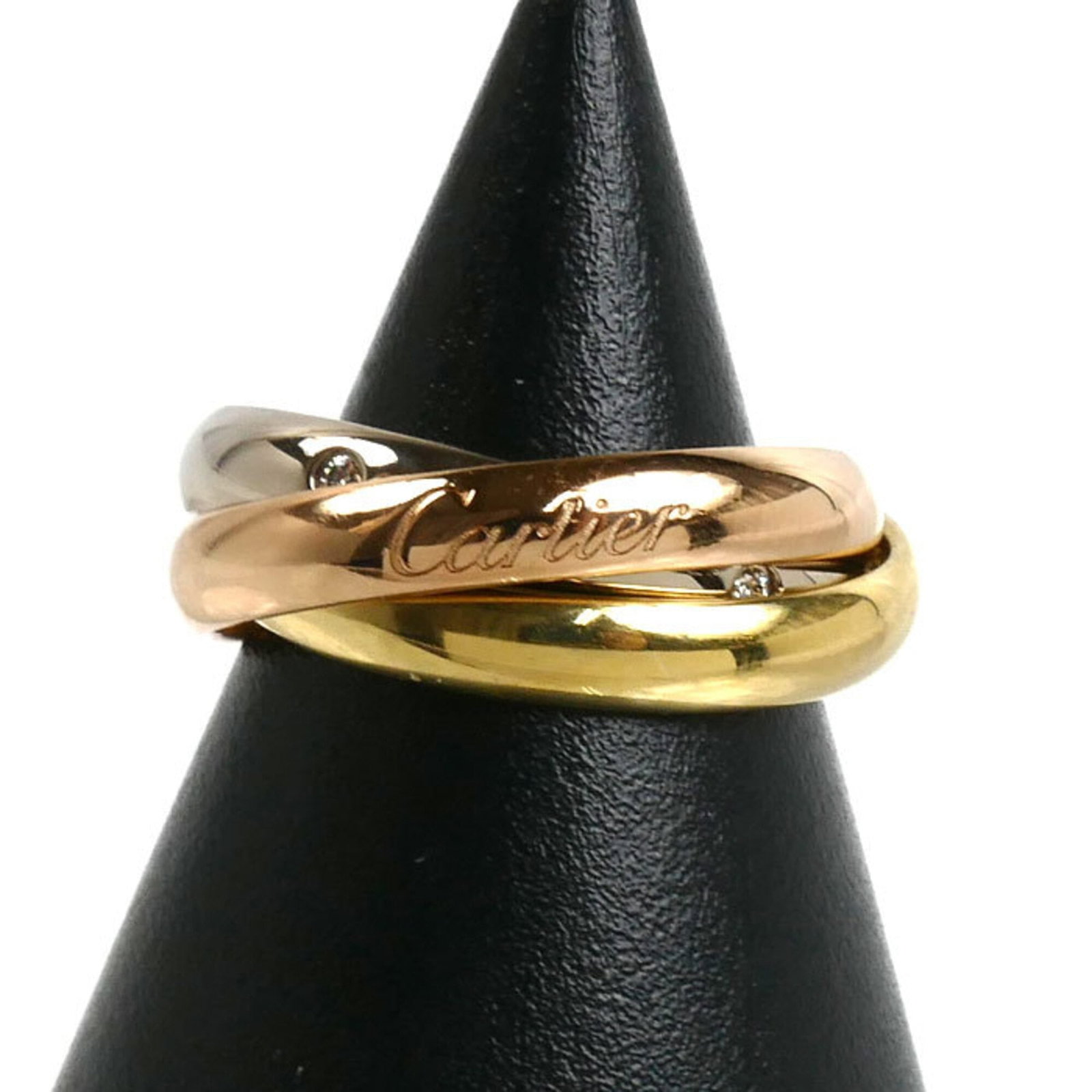CARTIER Band Ring Pink Gold (18K) White Gold (18K) Yellow Gold (18K): CARTIER Band Ring Pink Gold (18K) White Gold (18K) Yellow Gold (18K) Pink gold, white gold, and yellow gold come together in this elegant Cartier band ring, featuring a subtle blend of classic styles.