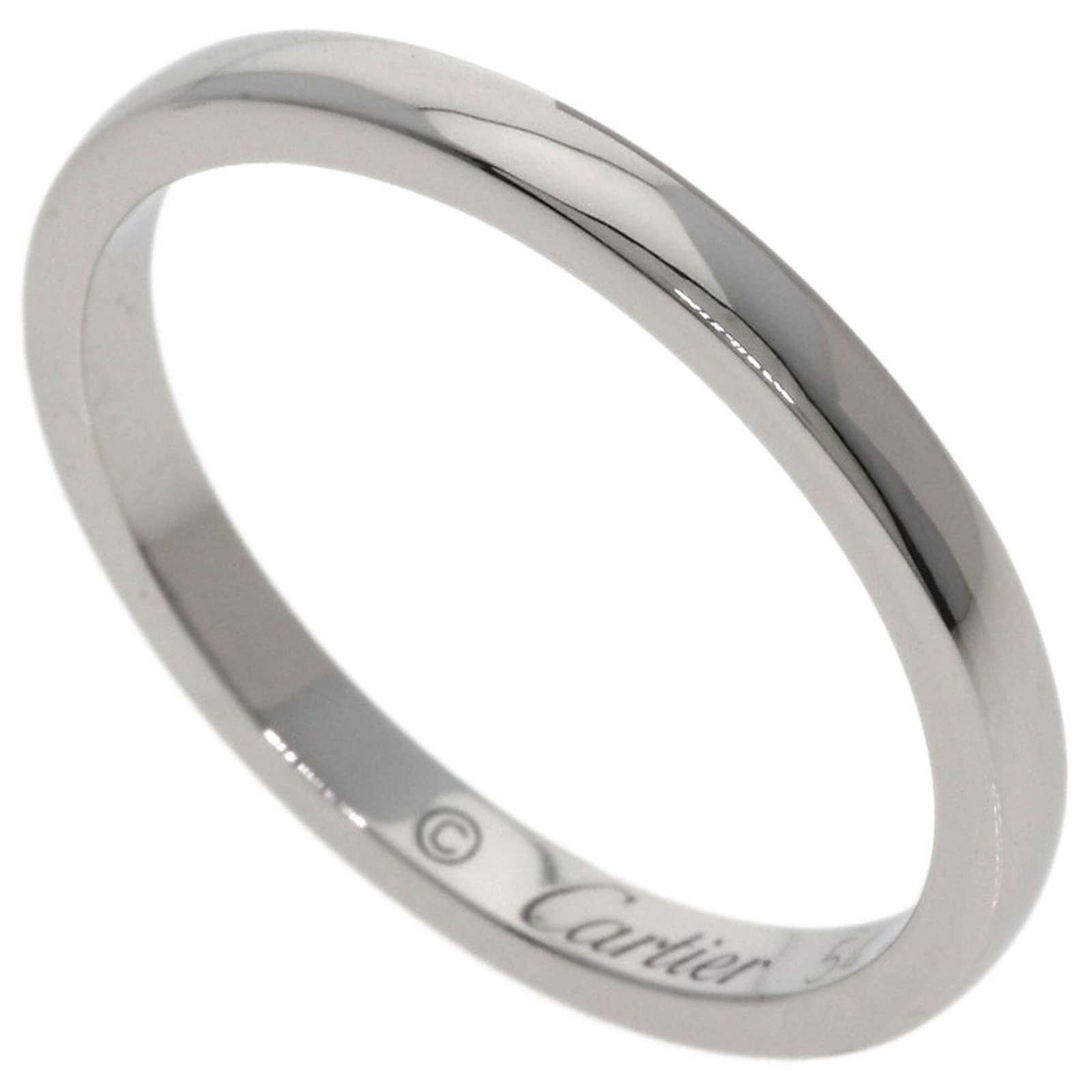 CARTIER Band Ring Platinum 950: CARTIER Band Ring Platinum 950 Platinum 950 band ring from renowned luxury brand Cartier, featuring a sleek and sophisticated design with a width of 2mm. Gently used with minor signs of wear, this