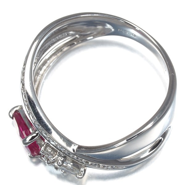 Ruby 1.00Ct Diamond 0.31Ct Pear-Shaped Ring 900 Platinum - 4