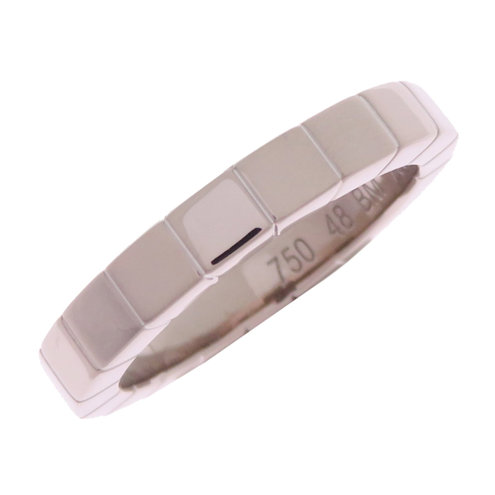 CARTIER Band Ring White Gold (18K): CARTIER Band Ring White Gold (18K) Cartier Band Ring White Gold (18K) is a pre-owned women's band ring featuring 18K white gold construction. The ring bears visible scratches, scuffs, and dirt, indica