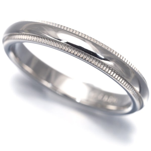 Tiffany&Co. Ring Togethermilgrain 3Mm Us6 950 Platinum: Tiffany&Co. Ring Togethermilgrain 3Mm Us6 950 Platinum Tiffany & Co.'s 950 platinum ring features a classic design with a 3.0mm milgrain band, showcasing the brand's signature craftsmanship. This US6 