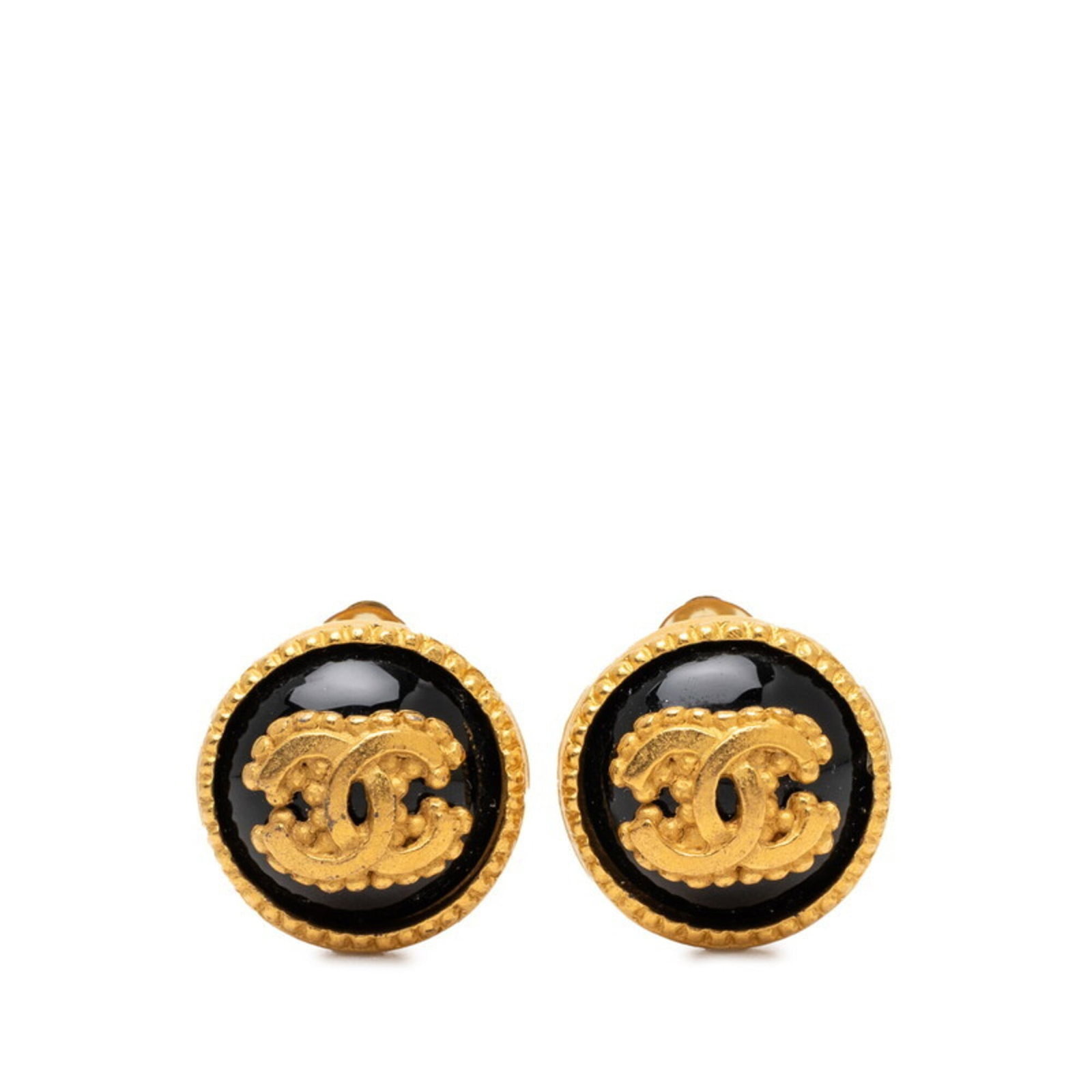 CHANEL Clip Earrings Black Gold: CHANEL Clip Earrings Black Gold Black Gold Clip Earrings from Chanel, featuring a sleek and sophisticated design. These earrings showcase a subtle touch of luxury with their black gold finish and clip