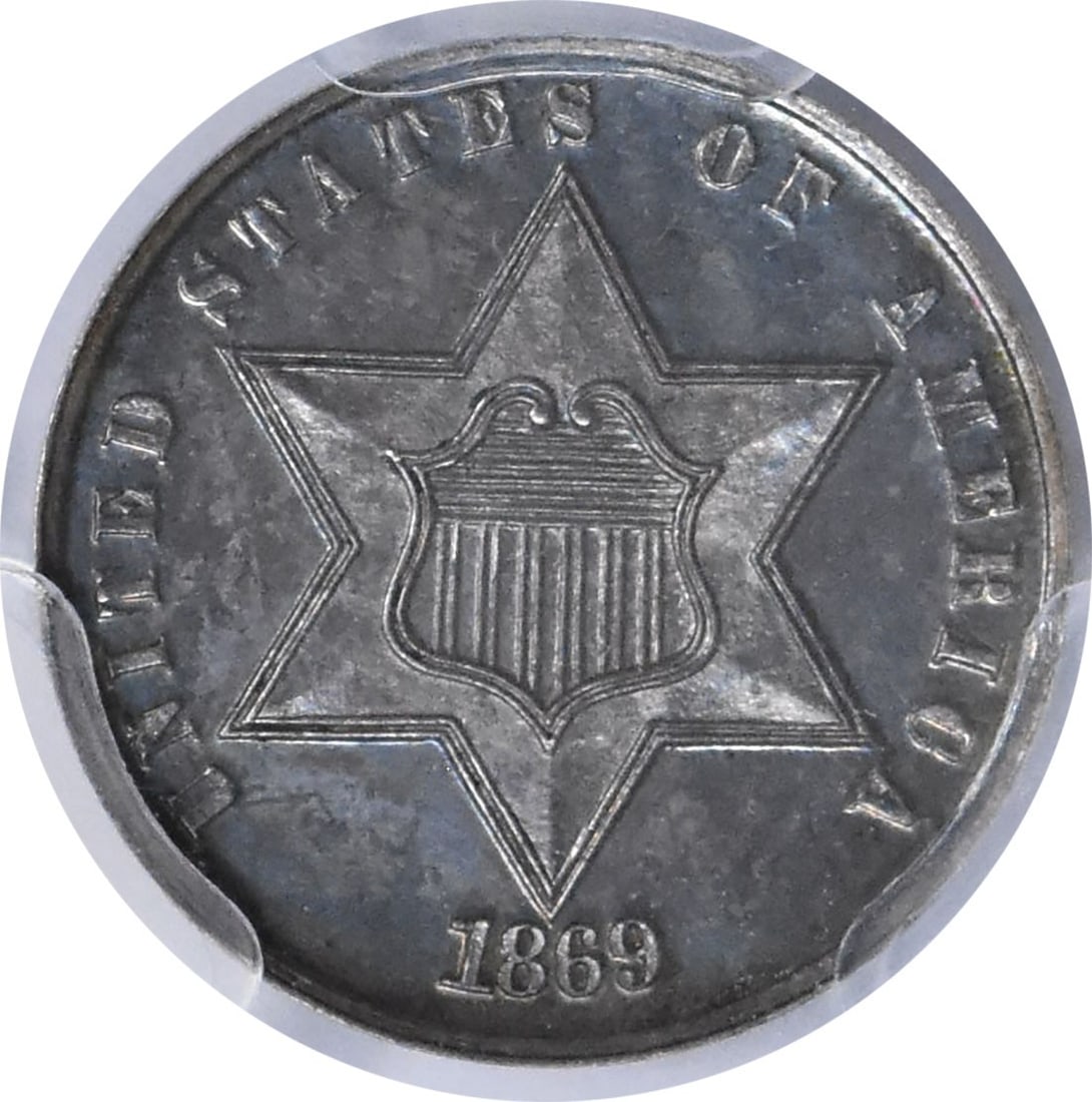 Silver Three Cent 1869 PCGS PR64 CAC - 2