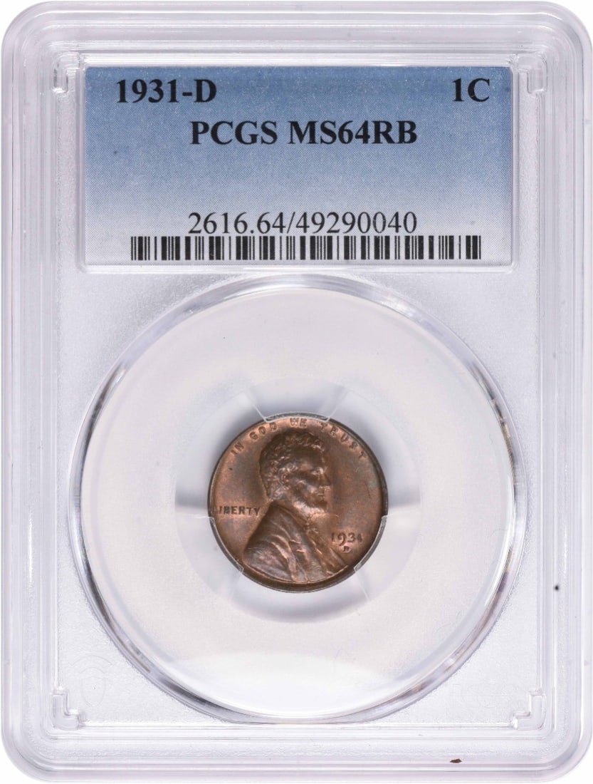 MS64RB PCGS RPM 1 1931-D Lincoln Cent: MS64RB PCGS RPM 1 1931-D Lincoln Cent MS64RB PCGS RPM 1 1931-D Lincoln Cent is a highly graded circulated coin with a high level of detail and luster. Certified by PCGS, this coin showcases a beautifu