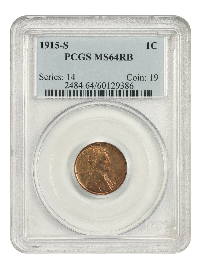 1915-S 1C PCGS MS64RB - Lincoln Cent (Wheat Reverse) - Underrated Lincoln Cent: 1915-S 1C PCGS MS64RB - Lincoln Cent (Wheat Reverse) - Underrated Lincoln Cent The 1915-S 1C PCGS MS64RB is a highly detailed and well-preserved Lincoln Cent with a rich history. This Wheat Reverse co