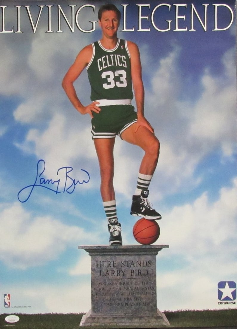 Signed Larry Bird Poster 23x27 Boston Celtics Auto JSA (1 of 3)