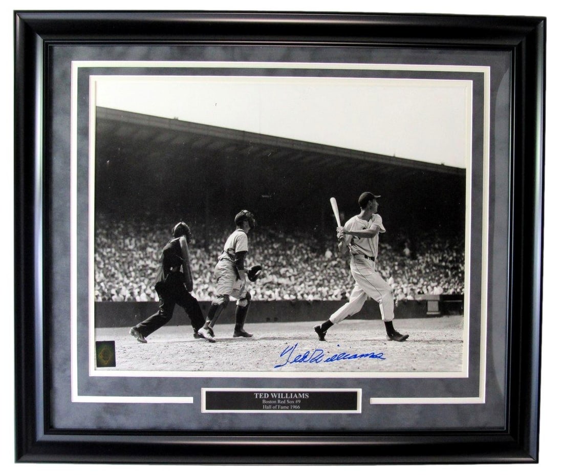 Signed Red Sox Photo Framed Ted Williams 209914 Green Diamond Hologram 16x20 (1 of 4)
