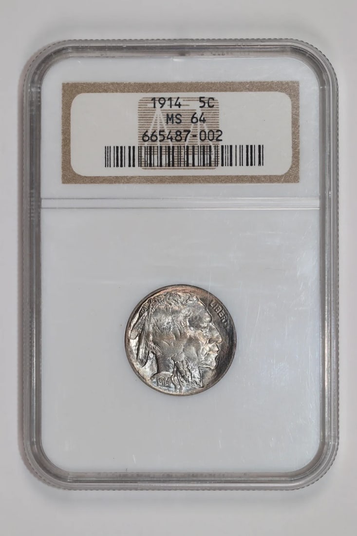 nickel 1914 BUFFALO NGC MS64: nickel 1914 BUFFALO NGC MS64 The 1914 Buffalo nickel, certified MS64 by the Numismatic Guaranty Corporation (NGC), boasts exceptional detail and luster, showcasing the intricate design of its buffalo 