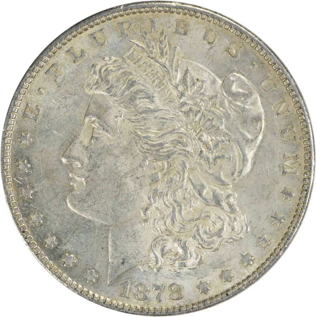 Morgan Silver Dollar 1878 7TF Reverse 1879 AU Slider Uncertified: Morgan Silver Dollar 1878 7TF Reverse 1879 AU Slider Uncertified The 1878 Morgan Silver Dollar features a distinctive 7TF reverse, a unique characteristic of this particular coin. Uncertified and slab