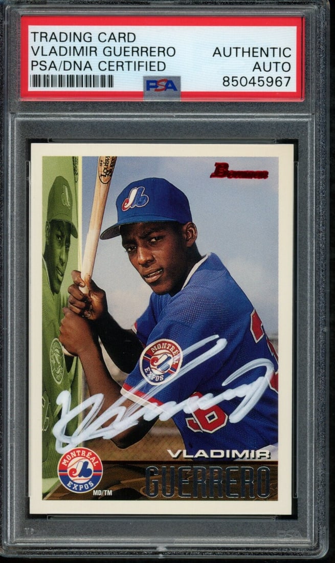 Vladimir Guerrero Montreal Expos Autographed 1995 Bowman Rookie Card #90 PSA/ DNA: Vladimir Guerrero Montreal Expos Autographed 1995 Bowman Rookie Card #90 PSA/ DNA Item Specifics: Sport: Baseball Team: Montreal Expos League: MLB Product: Photo Original/Reprint: Original Signed: YES