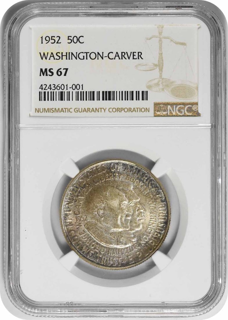 Carver Silver Half Dollar 1952 MS67 NGC: Carver Silver Half Dollar 1952 MS67 NGC The Carver Silver Half Dollar 1952 MS67 NGC is a highly graded coin, certified by the Numismatic Guaranty Corporation (NGC) as MS67, indicating its exceptional 