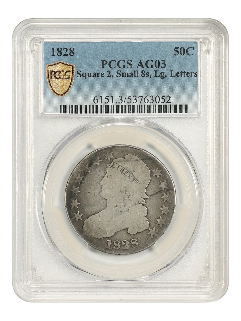 Square 2 Small 8s Large Letters 1828 50C Capped Bust Half Dollar (1 of 5)