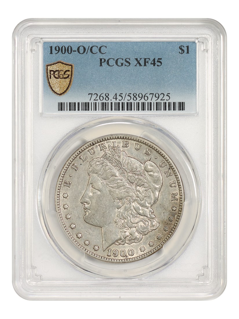 1900-O/ CC $1 PCGS XF45 - Morgan Dollar - Popular Millennial O-Mint: 1900-O/ CC $1 PCGS XF45 - Morgan Dollar - Popular Millennial O-Mint The 1900-O/ CC $1 Morgan Dollar is a highly sought-after coin, featuring the iconic design of George T. Morgan. This PCGS XF45 coin 