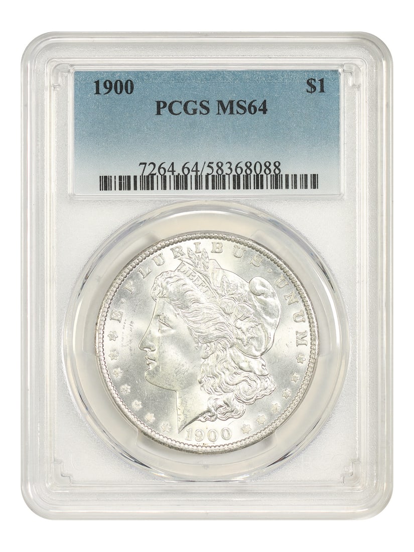 1900 $1 PCGS MS64 - Morgan Dollar: 1900 $1 PCGS MS64 - Morgan Dollar The 1900 $1 PCGS MS64 - Morgan Dollar is a highly detailed and well-certified coin, graded MS64 by the Professional Coin Grading Service (PCGS). This uncirculated coi