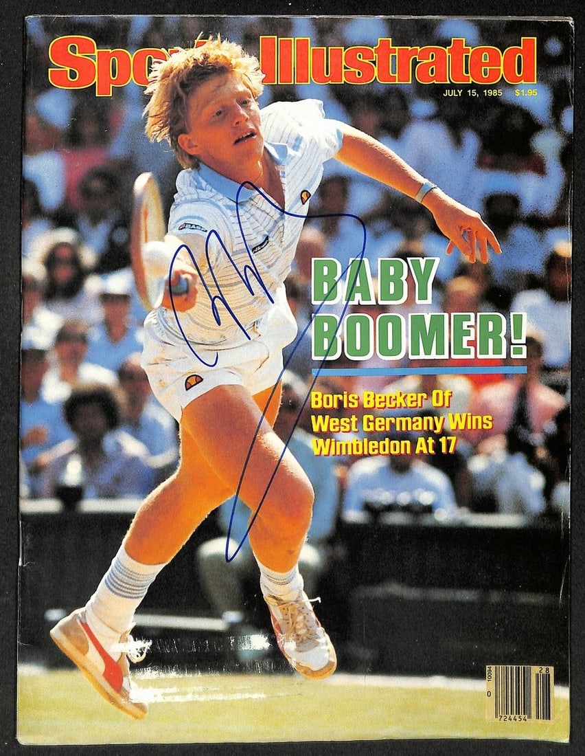Boris Becker Signed Autographed 1985 Sports Illustrated Tennis: Boris Becker Signed Autographed 1985 Sports Illustrated Tennis Boris Becker's 1985 Sports Illustrated Tennis photo bears his signature, a notable feature of this unique piece. The Sports Illustrated m