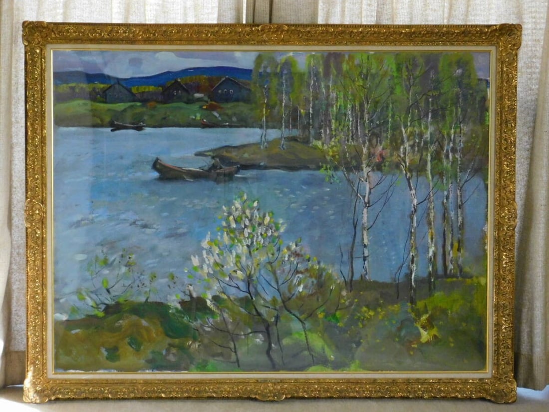Northern Spring F50 Oil Large Painting Soviet Art (1 of 10)