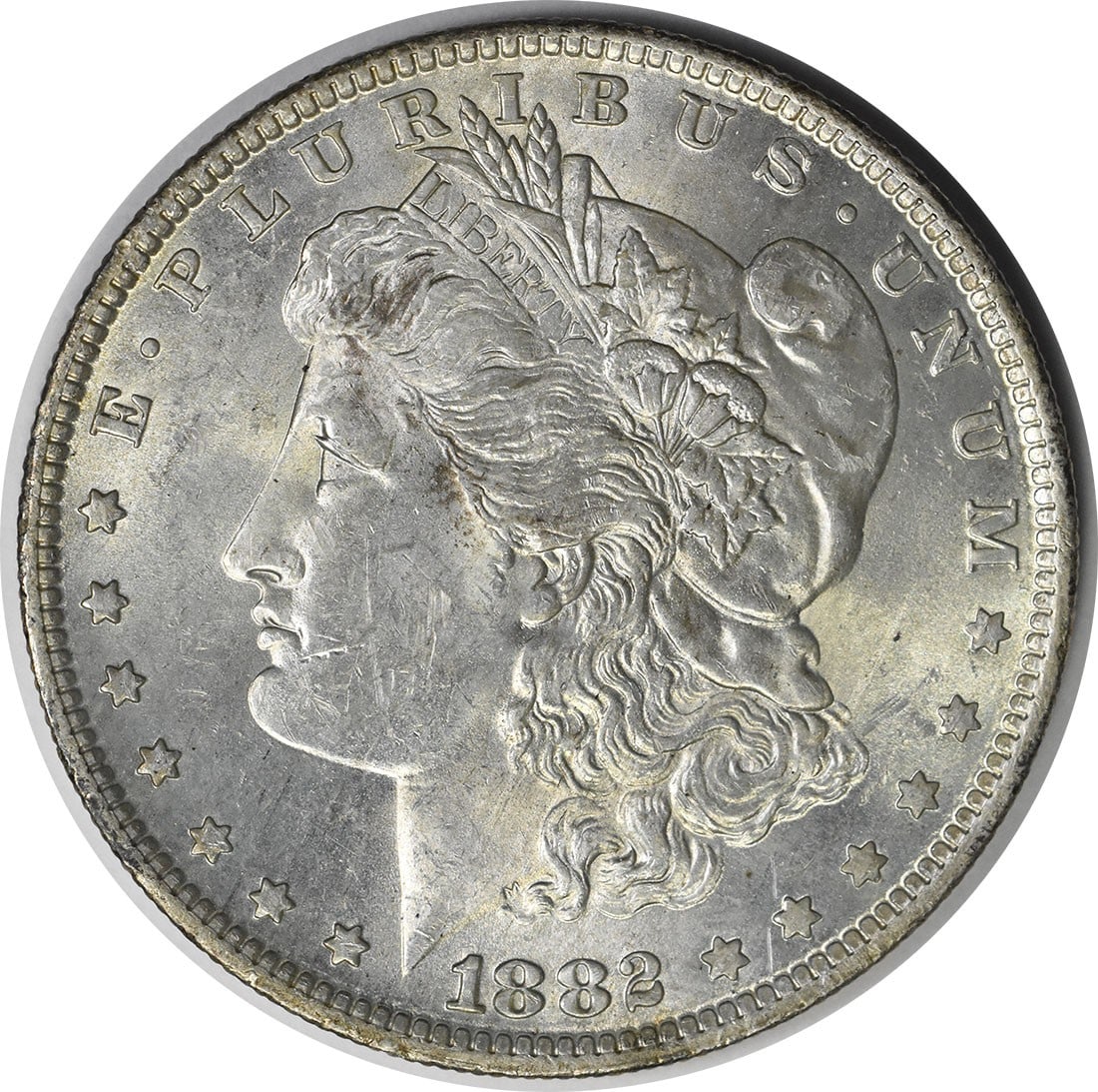 Silver Dollar 1882 O S VAM 4 BU Recessed: Silver Dollar 1882 O S VAM 4 BU Recessed The 1882 O Morgan dollar is a rare and historic coin, featuring the iconic design of Augustus Saint-Gaudens. With a silver composition and a KM number of 110, 