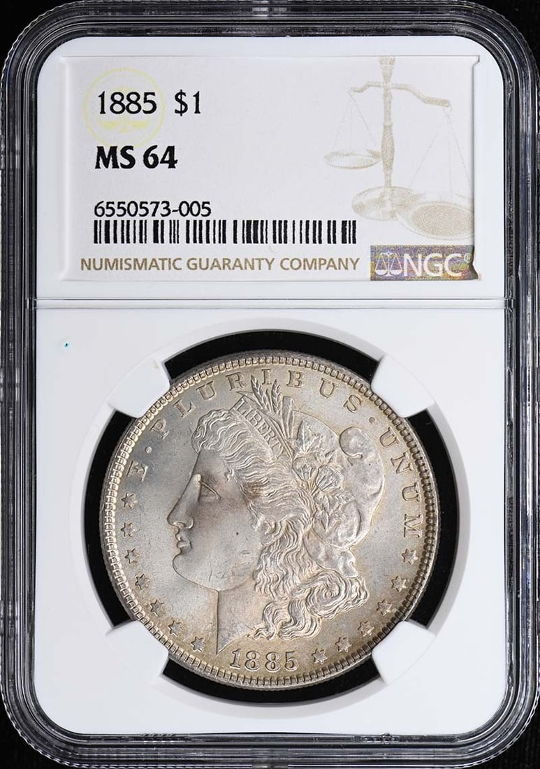 1885 Morgan Dollar S$1 NGC MS64: 1885 Morgan Dollar S$1 NGC MS64 The 1885 Morgan Dollar S$1 NGC MS64 is a highly detailed and well-preserved coin, certified by the Numismatic Guaranty Corporation (NGC) as MS64. This coin features the