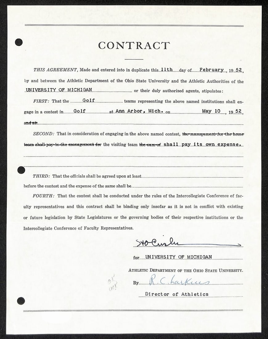 Fritz Crisler HOF Michigan Head Coach Signed/ Auto Contract PSA BA198999: Fritz Crisler HOF Michigan Head Coach Signed/ Auto Contract PSA BA198999 Item Specifics: Original/Reprint: Original Product: Photo Sport: Football Product Disclaimer: Not affiliated with any team or l