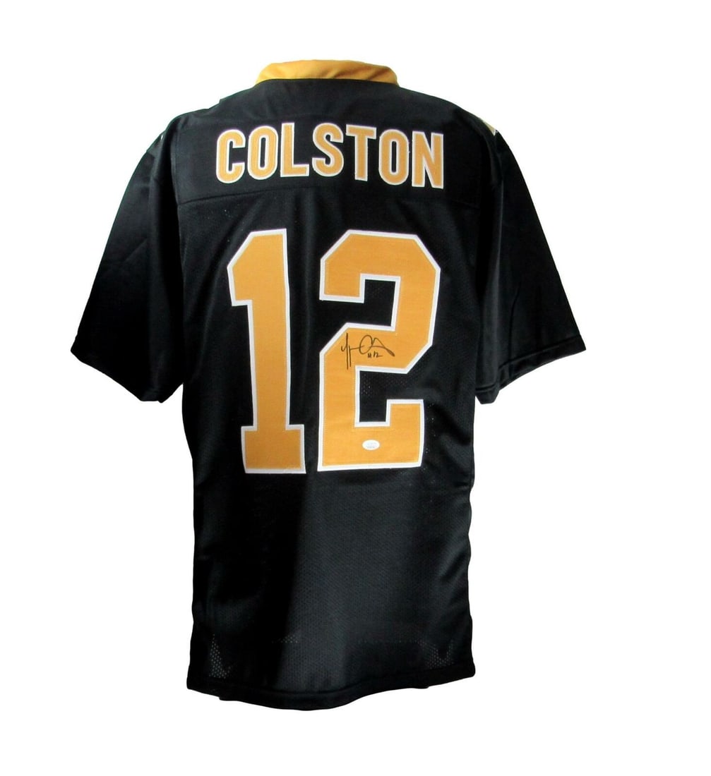 Marques Colston Signed/ Auto Saints Custom Black Football Jersey JSA 165270: Marques Colston Signed/ Auto Saints Custom Black Football Jersey JSA 165270 Item Specifics: Autograph Authentication: JSA League: NFL Original/Reprint: Original Product: Jersey Sport: Miscellaneous Fo