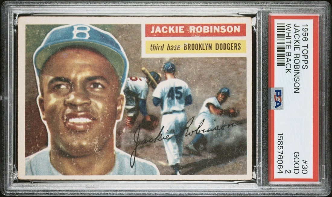 1956 TOPPS JACKIE ROBINSON #30 WHITE BACK PSA 2 (1 of 3)