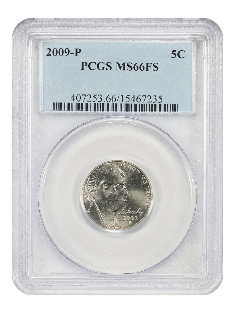 2009-P 5c PCGS MS66FS - Jefferson Nickel: 2009-P 5c PCGS MS66FS - Jefferson Nickel The 2009-P 5c PCGS MS66FS Jefferson Nickel is a highly detailed and graded uncirculated coin, certified by the Professional Coin Grading Service (PCGS) with a 