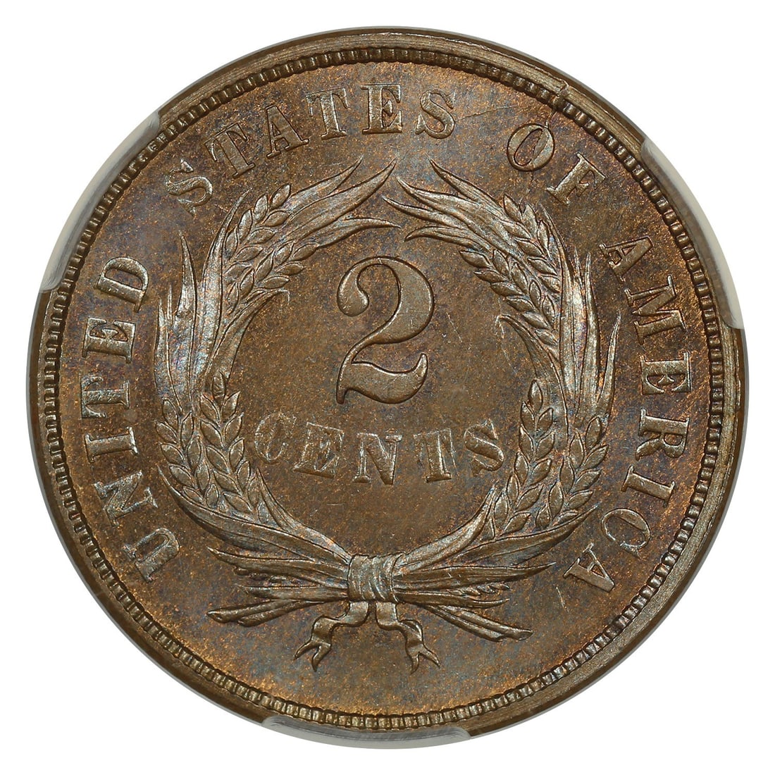 1867 2C CACG MS66BN - Two Cent - Great Type Coin - 4