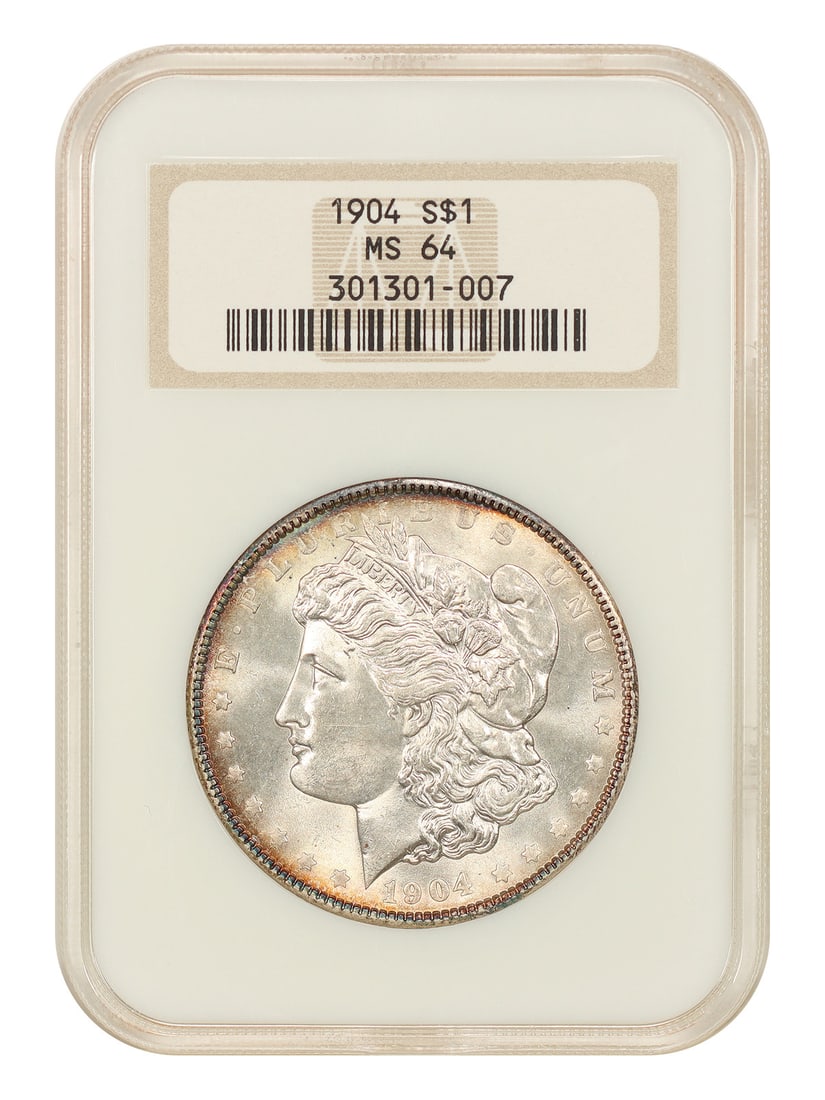 1904 $1 NGC MS64 (OH) - Morgan Dollar - Underrated P-Mint Issue: 1904 $1 NGC MS64 (OH) - Morgan Dollar - Underrated P-Mint Issue The 1904 $1 NGC MS64 (OH) Morgan Dollar boasts a stunning MS64 grade, indicating exceptional condition, and is certified by the Numismat