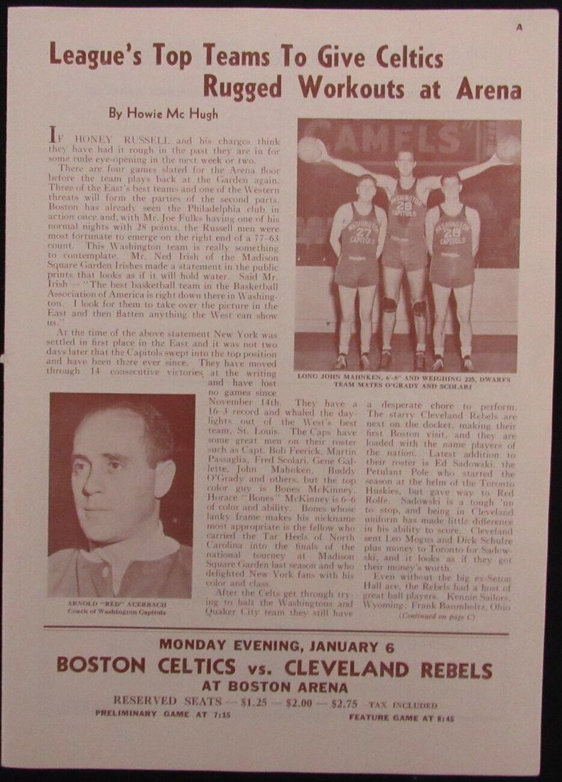 1946 Celtics Warriors Game Program Boston Vintage 176879 (1 of 5)