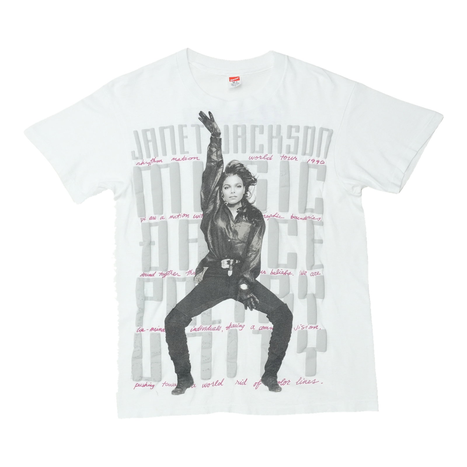 1990 Janet Jackson Rhythm Nation World Tour Shirt: 1990 Janet Jackson Rhythm Nation World Tour Shirt Authentic 1990 Janet Jackson Rhythm Nation World Tour Shirt. This iconic tour tee features Janet's signature style and style, a must-have for fans of 