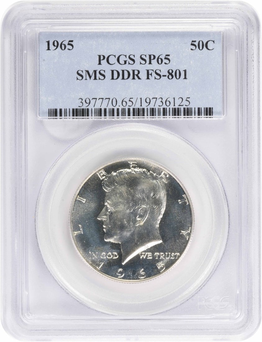 Half Dollar Kennedy 1965 SMS DDR FS 801 SP65 PCGS (1 of 1)