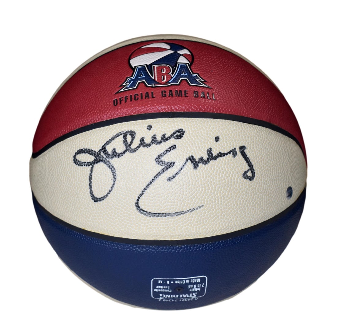 Signed Julius Erving HOF Leather Basketball Official Steiner ABA XHC100 (1 of 3)