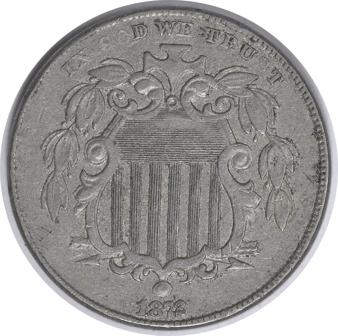 1872 Shield Nickel DDO F-117 EF Uncertified: 1872 Shield Nickel DDO F-117 EF Uncertified The 1872 Shield Nickel is a rare and historic coin, bearing the signature of James Barton Longacre, the Chief Engraver of the United States Mint at the time