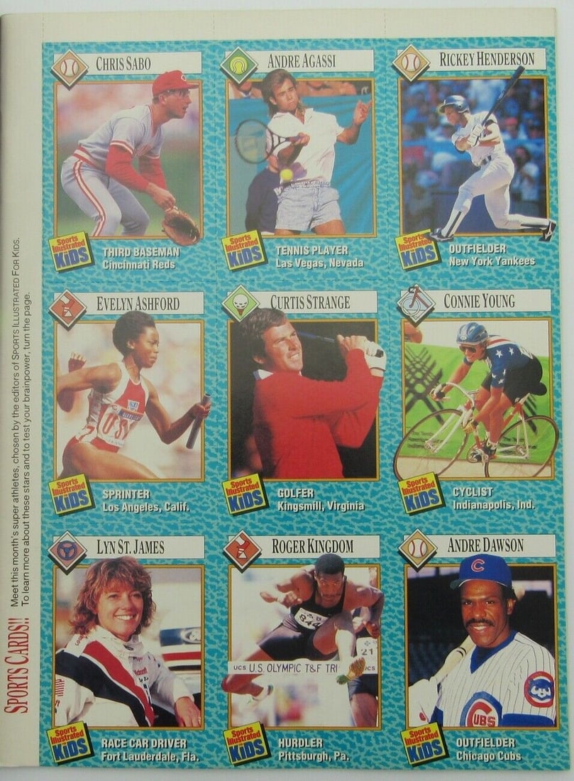 1989 Sports Illustrated for Kids Magazine w/ Andre Agassi Uncut Sheet 159378 (1 of 3)