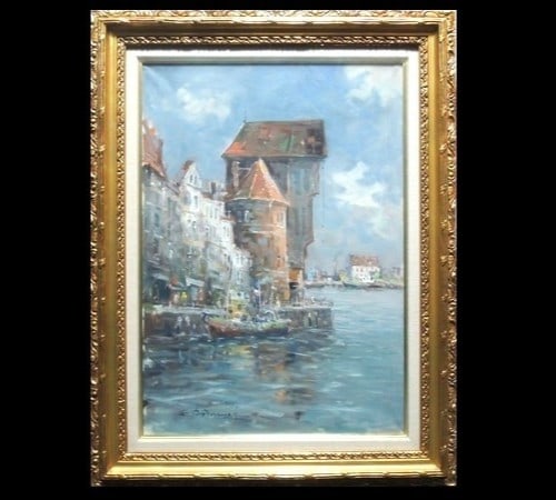 Eugeniusz Dzierzencki Gdansk Crane Harbor Oil Painting Signed Framed: Eugeniusz Dzierzencki Gdansk Crane Harbor Oil Painting Signed Framed Item Specifics: Unit Of Sale: Single Piece Artist: Eugeniusz Dzierzencki Signed By: Eugeniusz Dzierzencki Size: Large Signed: Yes M
