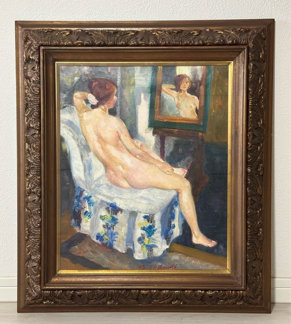 Saint-Andre Reflet Signed French Oil Painting Nude: Saint-Andre Reflet Signed French Oil Painting Nude Item Specifics: Unit Of Sale: Single Piece Artist: Louis Berthomme Saint-Andre Signed By: Louis Berthomme Saint-Andre Signed: Yes Size: Medium Materi