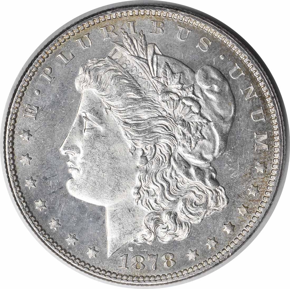 Morgan Silver Dollar 7TF Reverse Choice BU 1878: Morgan Silver Dollar 7TF Reverse Choice BU 1878 The 1878 Morgan Silver Dollar features a striking 7TF reverse design choice, a rare variation that adds to its collectibility. This Uncirculated Choice 