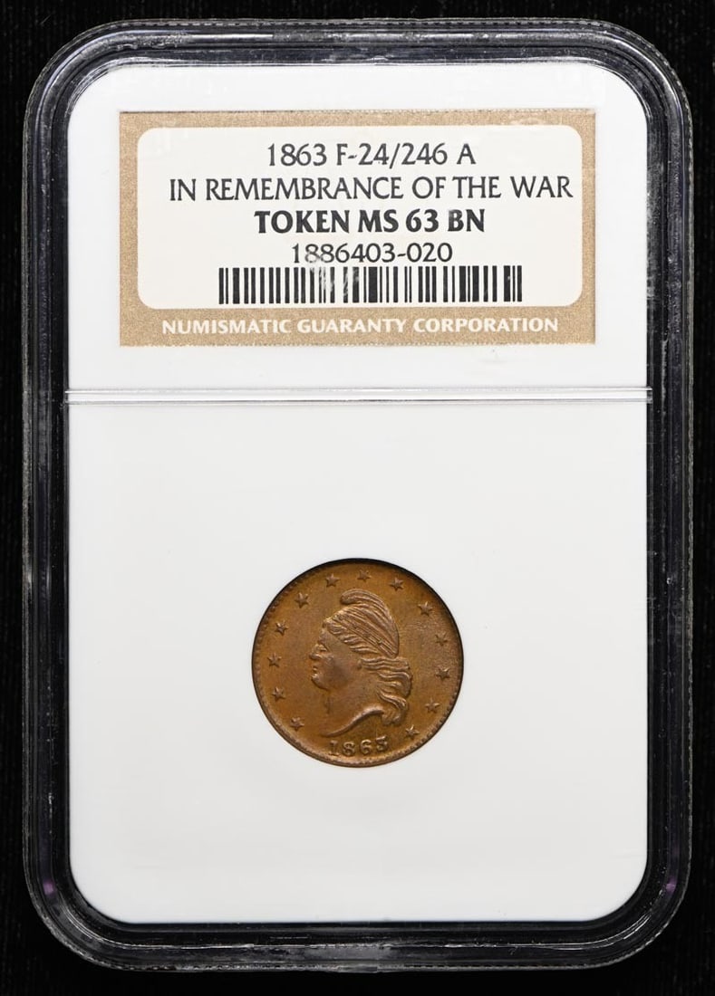 1863-CIVIL WAR CIVIL WAR F-24/ 246 a REMEMBRANCE OF THE WAR TOKEN NGC MS63BN (1 of 3)