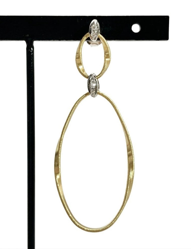 Diamond Earring 18k Yellow Gold Single Drop White Gold Marco Bicego: Diamond Earring 18k Yellow Gold Single Drop White Gold Marco Bicego Item Specifics: Antique: No Shape: Circle Closure: Butterfly Occasion: Anniversary Birthday Engagement Graduation Mother's Day Valen