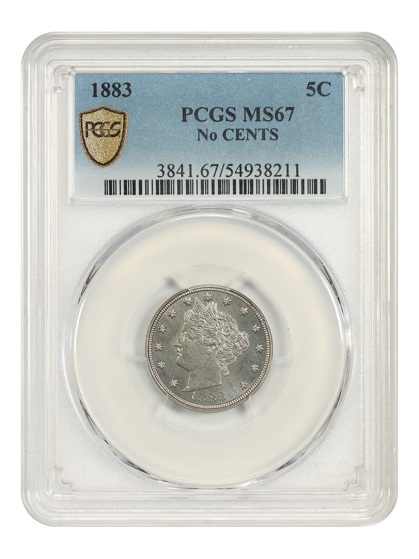 1883 5C PCGS MS67 (No CENTS) - Liberty Nickel - Popular 1-Year Type Coin: 1883 5C PCGS MS67 (No CENTS) - Liberty Nickel - Popular 1-Year Type Coin The 1883 5C PCGS MS67 is a highly sought-after Liberty Nickel, featuring a striking MS67 grade from the Professional Coin