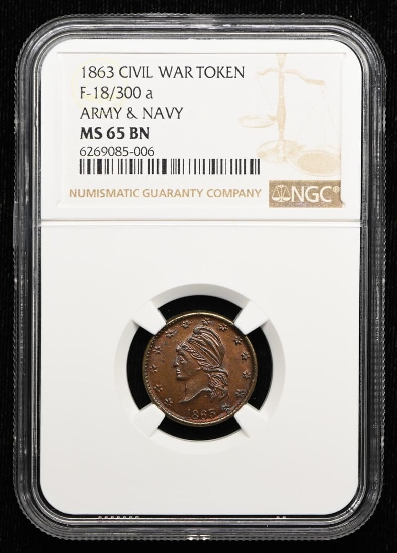 CIVIL WAR F-18/ 300 TOKEN NGC MS65BN (1 of 3)