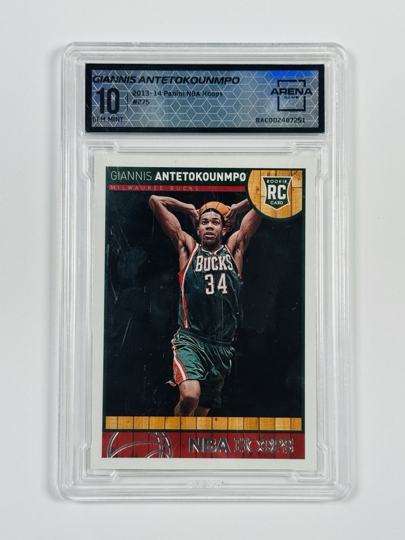 2013-14 PANINI NBA HOOPS GIANNIS ANTETOKOUNMPO #275 ARENA CLUB 10: 2013-14 PANINI NBA HOOPS GIANNIS ANTETOKOUNMPO #275 ARENA CLUB 10 The 2013-14 Panini NBA Hoops Giannis Antetokounmpo #275 Arena Club 10 card features Giannis Antetokounmpo, the Milwaukee Bucks player,
