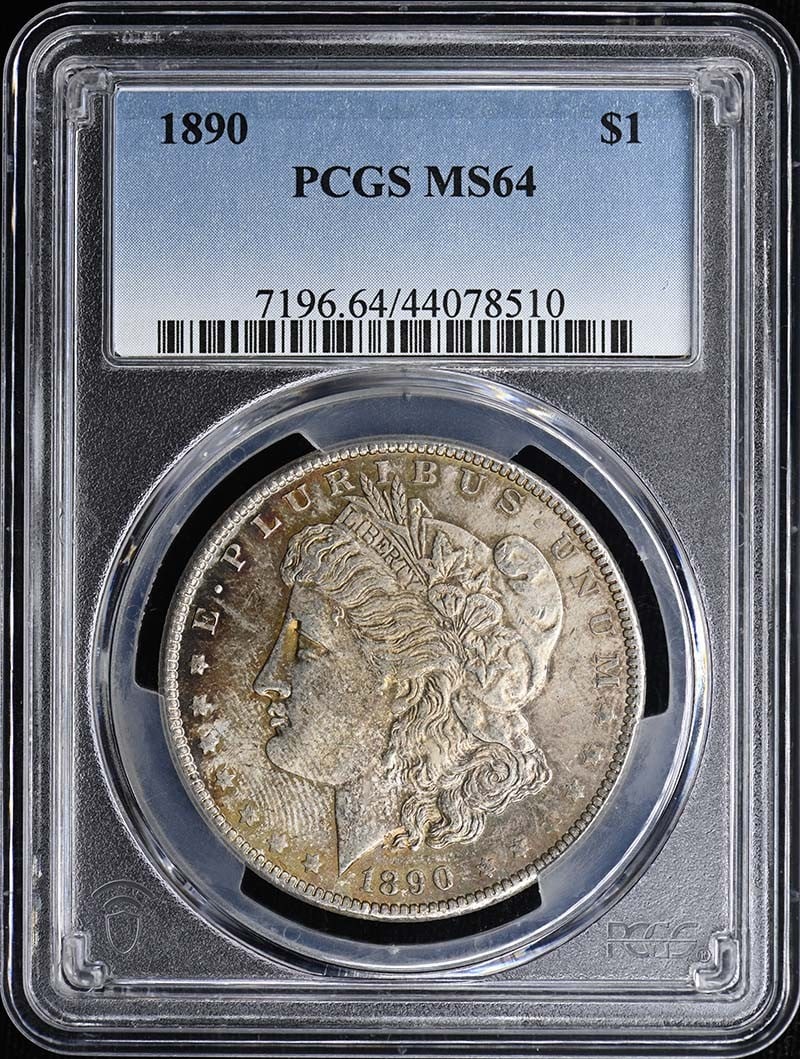 1890 $1 Morgan Dollar PCGS MS64: 1890 $1 Morgan Dollar PCGS MS64 The 1890 $1 Morgan Dollar is a highly detailed and well-preserved coin, certified by PCGS as MS64. This uncirculated coin was minted in Philadelphia and features the ic