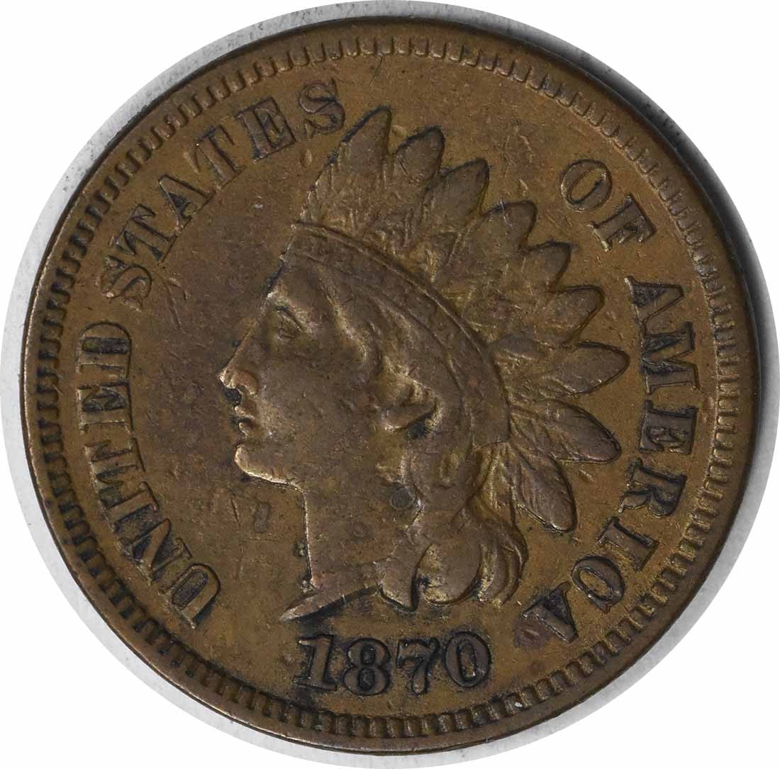 1870 Indian Cent DDR FS-801 S-2 VF Uncertified: 1870 Indian Cent DDR FS-801 S-2 VF Uncertified 1870 Indian Cent DDR FS-801 S-2 VF Uncertified - A Rare Copper Small Cent from the Early Days of American Coinage, Featuring a Grade of VF and Uncirculat