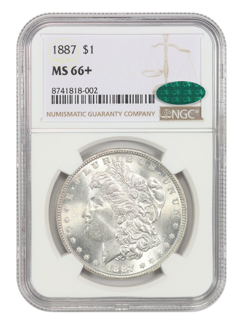 $1 NGC CAC MS66+ 1887 Morgan Dollar Popular Collector Date: $1 NGC CAC MS66+ 1887 Morgan Dollar Popular Collector Date NGC CAC MS66+ 1887 Morgan Dollar Popular Collector Date - A highly graded and certified Morgan Dollar from the 1887 Philadelphia mint, boasti