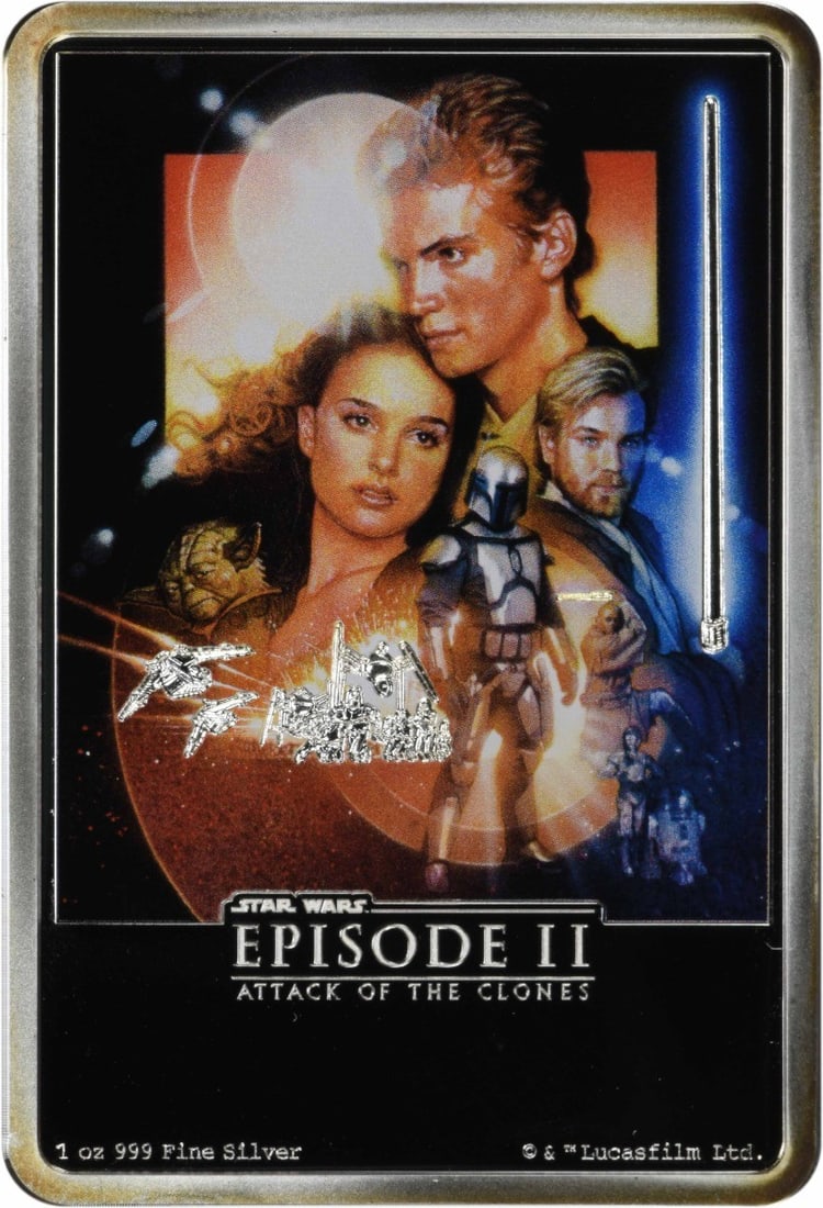 Attack of Star Wars 2018 Niue Silver .999 PRF OGP: Attack of Star Wars 2018 Niue Silver .999 PRF OGP The 2018 Niue Silver .999 Proof American Eagle is a stunning silver coin, featuring a high-relief design and precision-milled details. Struck from 1 o