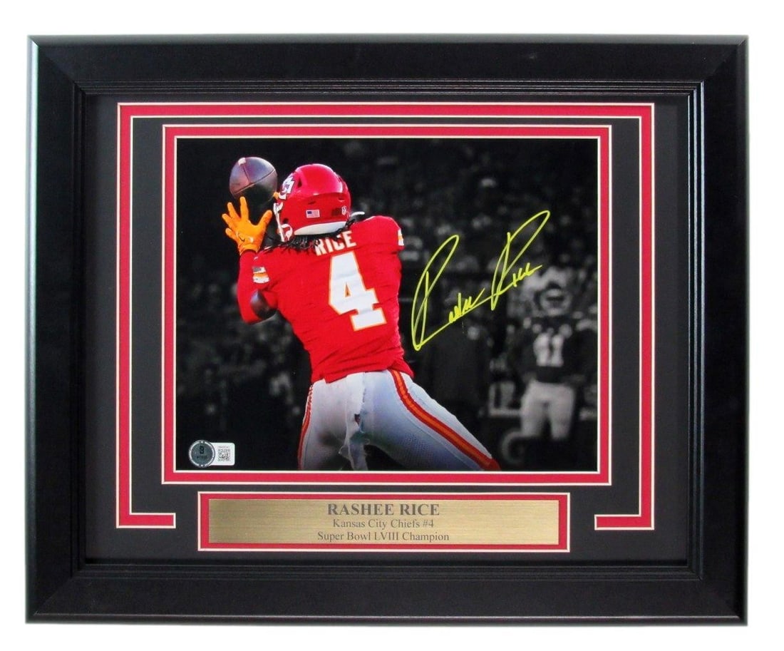 Kansas City Chiefs Framed Beckett Signed Photo 8x10 Rashee Rice: Kansas City Chiefs Framed Beckett Signed Photo 8x10 Rashee Rice Authentic Beckett Authentication Services (BAS) signed 8x10 photo of Rashee Rice, a former Kansas City Chiefs player, framed and ready f