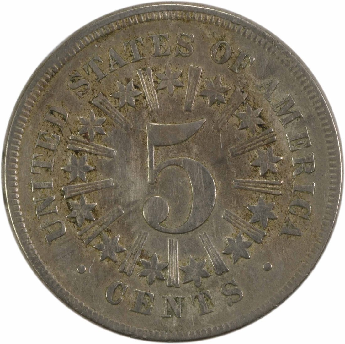 1867 Shield Nickel Rays EF Uncertified - 2