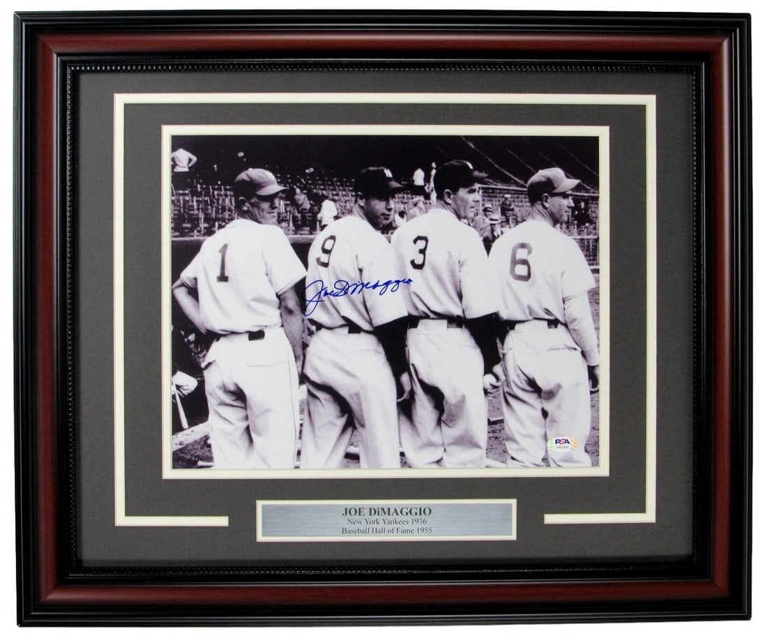 Signed 1936 Photo Framed PSA Joe DiMaggio Yankees HOF Auto 11x14 (1 of 7)