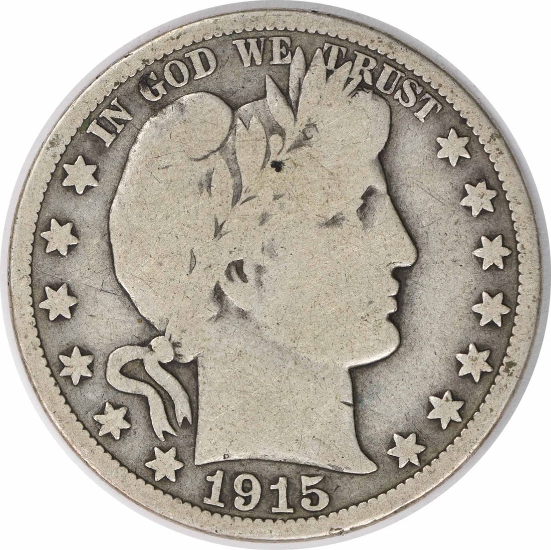 1915 Barber Silver Half Dollar VG Uncertified: 1915 Barber Silver Half Dollar VG Uncertified Item Specifics: Certification: Uncertified Circulated/Uncirculated: Circulated Km Number: 116 Year: 1915 Mint Location: No Mint Mark Grade: VG Composition
